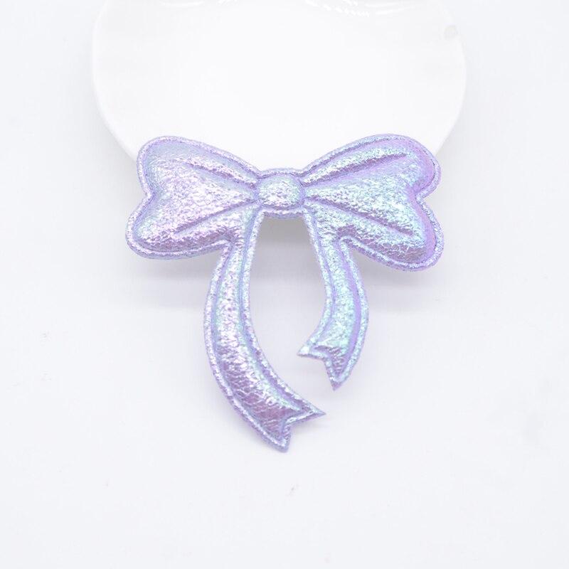 20Pcs 60*60mm Shiny Leather Bow Tie Appliques for Clothes Hat Sewing Supplies Patches DIY Headwear Hair Clips Decor Accessories
