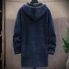 Trench Coats for menn Jakker Fleece Parka Langermet hettecardigan Varm Uformell Lang Strikket Frakkjakke