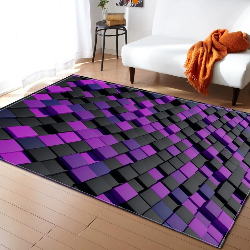 Living Room Earth 3D Visual Color Geometric Block Floor Mat Bedroom Living Room Kitchen Tea Table Anti Slip Rug Home Decoration