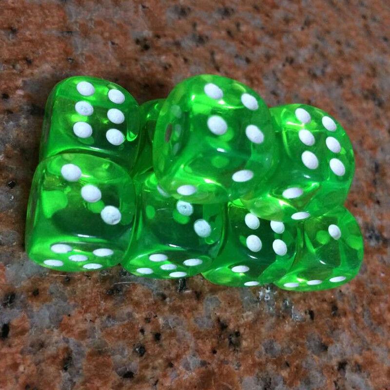 10 Stück D6 Quadratische Würfel Standard 16mm Sechsseitige Pips Würfel für Tischspiele - Undurchsichtig, Transparent