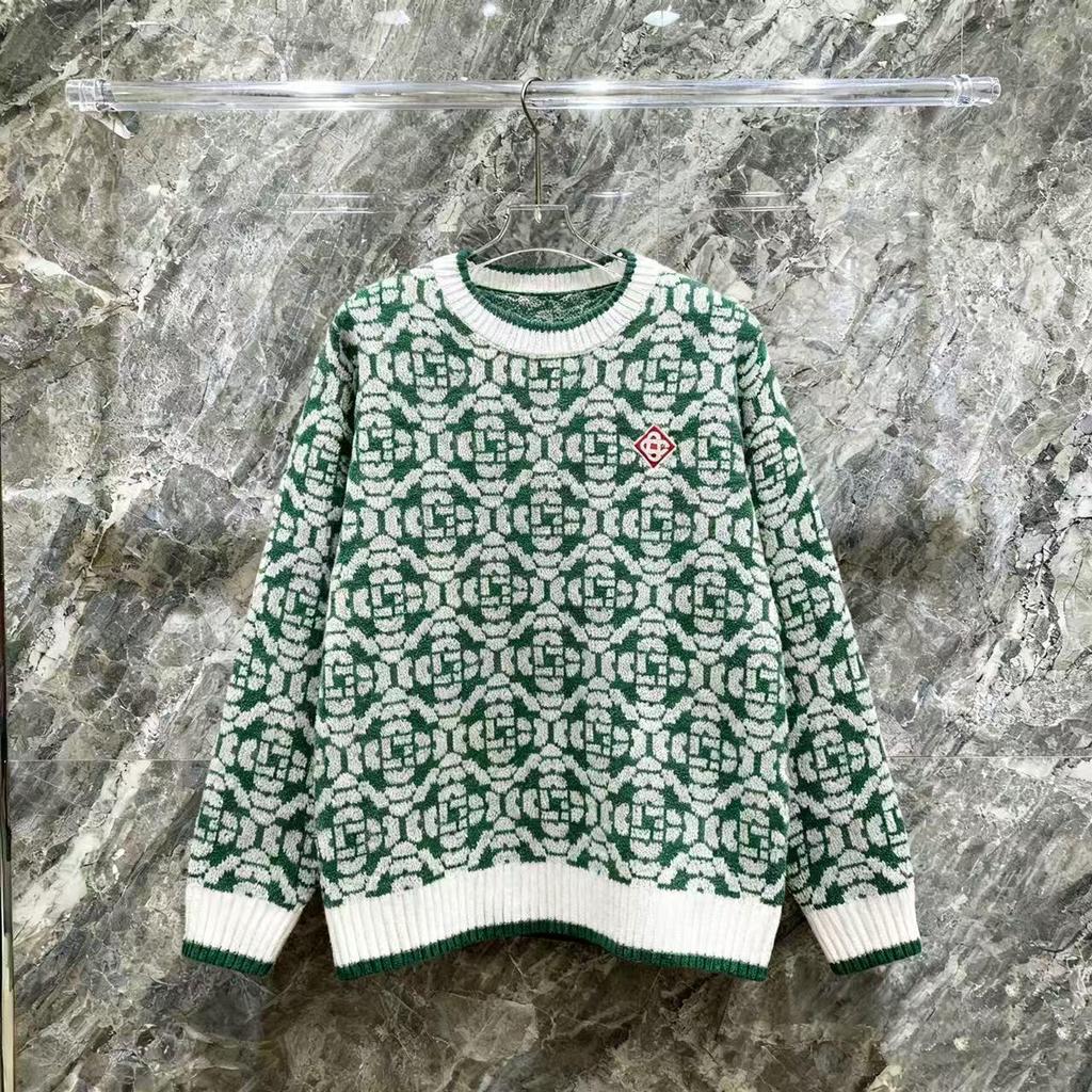 European Style CASA Knit Piqué Polo with Patchwork Pattern - Unisex Design Sweater