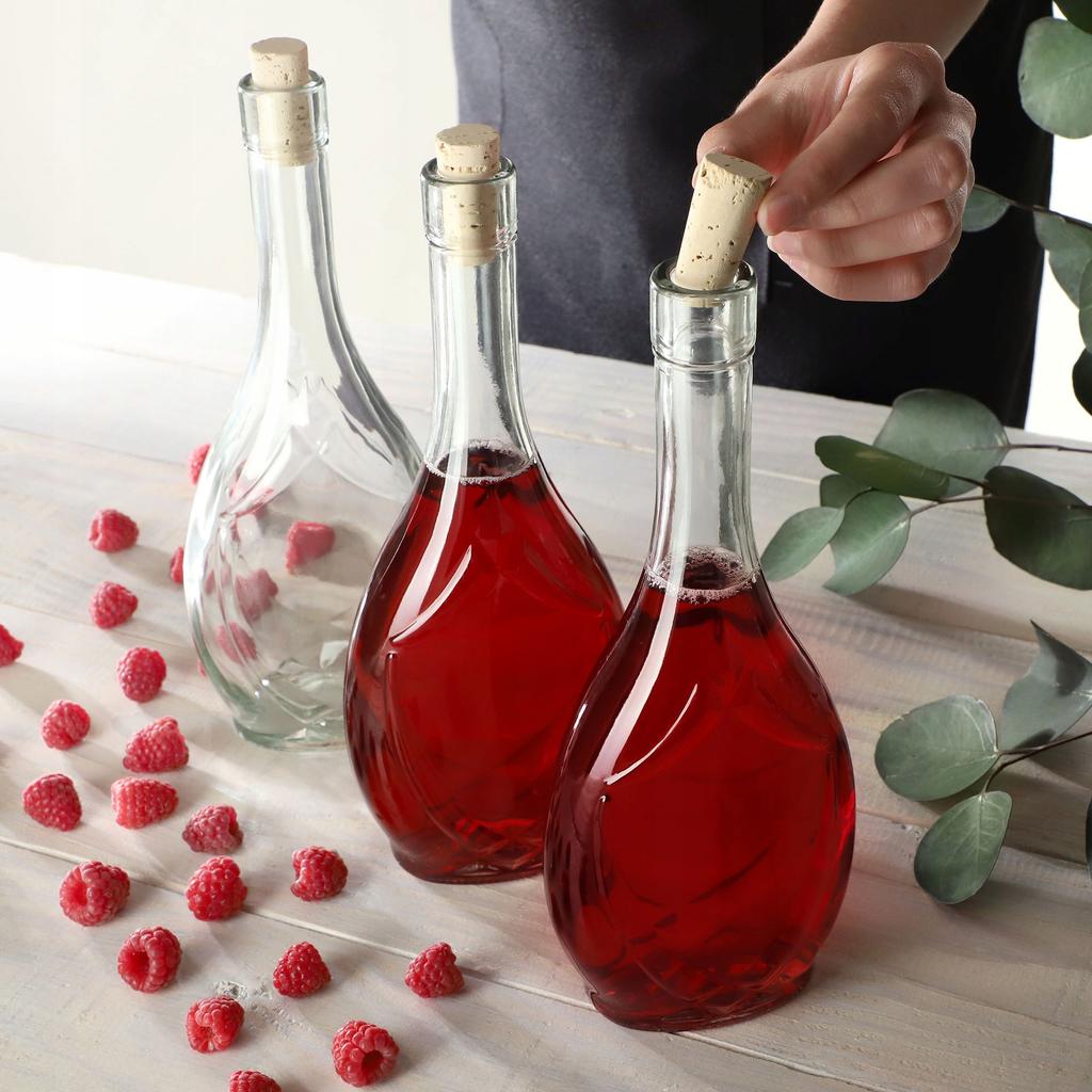 KADAX Glasflasche für Wein 500ml mit Korken Olivenöl Essig Schnaps Alkohol Likör