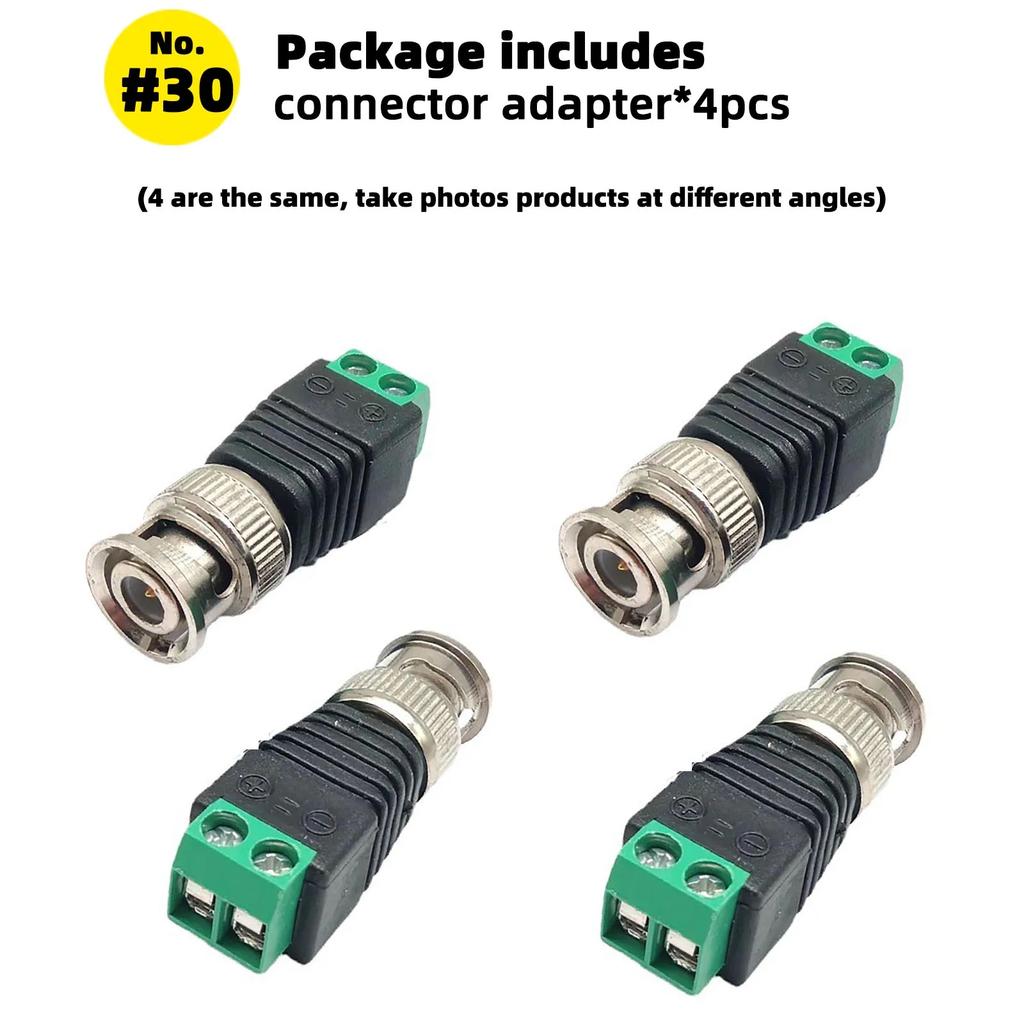 4 Pcs BNC Adapter Connector Coax Solderless RCA Q9 HD Video Plug for CCTV Camera Monitoring Radio Antenna and Video Application