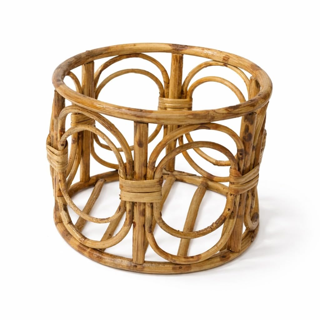 Eco Decx Rattan Planter Basket, Natural Woven Plant Holder & Decorative Flower Pot Cover for Home Decor, 20 x 20 x 16 cm