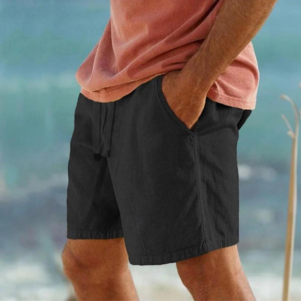 Men's Shorts Pocket Drawstring Elastic Waist Comfortable Breathable Beach Shorts Holiday Linen Fashion Shorts