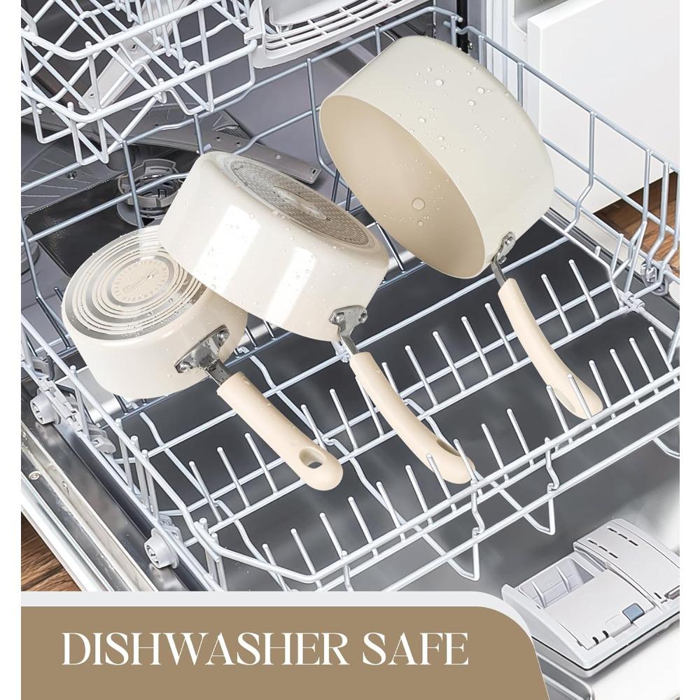 MICHELANGELO 1QT Ceramic Non-stick Milk Pot with Lid Home Cooking Pot Nonstick Sauce Pan Multipurpose Pot Non-Toxic Braising