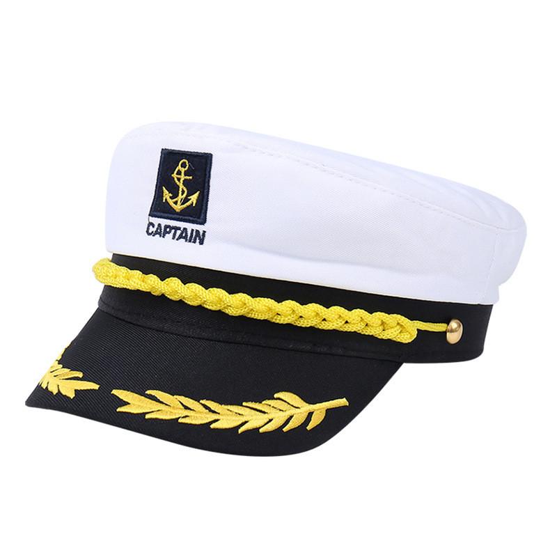 Polyester Sailor Hat With Embroidered Circle Badge For Retro Costume And Themed Events