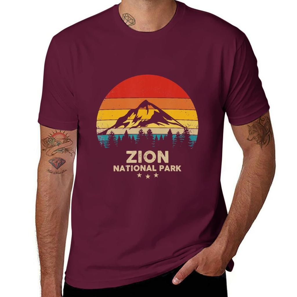 Vintage Zion  National Park Retro Souvenir TShirt Cute Tops Hippie Clothes Mens Clothing