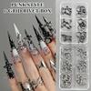 20/30/60 st Punk Metall 3D Nagelberlocker Fingertoppsring Nitar Svart/Silver Legering Nagelkonst Dekoration Manikyr Tillbehör