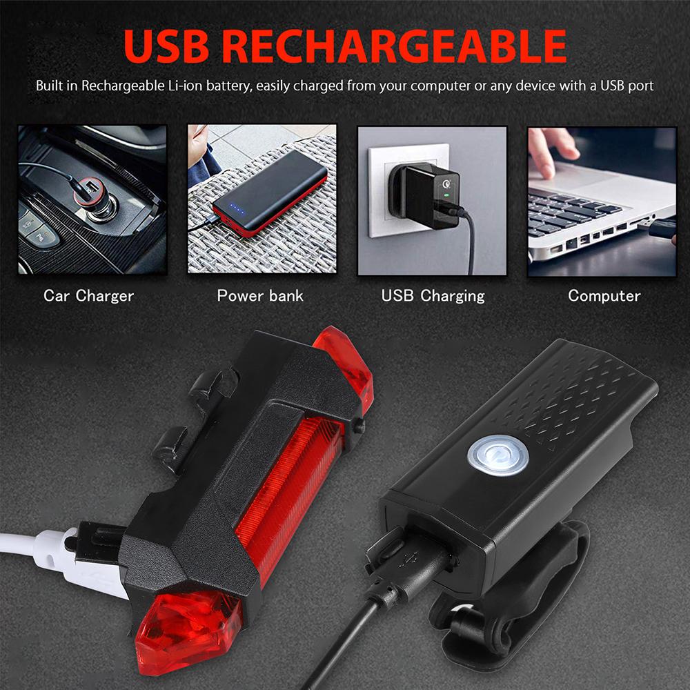LED Head light USB Rechargeable Rear Light Taillight Set Bicycle Lights Bike Front Light Bike Lamp