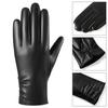 Fleece Lined Five Finger Gloves PU Leather Winter Warm Gloves Women's Gloves  Outdoor Cycling