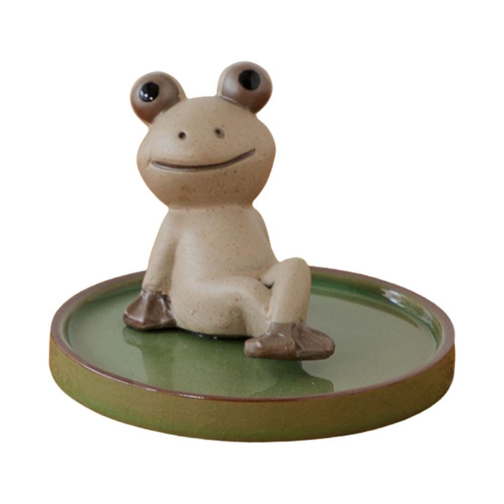 

шт. Милая лягушка ручной работы, в форме гриба, керамические изделия, основа для ароматерапии, держатель для благовоний, фигурки лягушек, настольные украшения