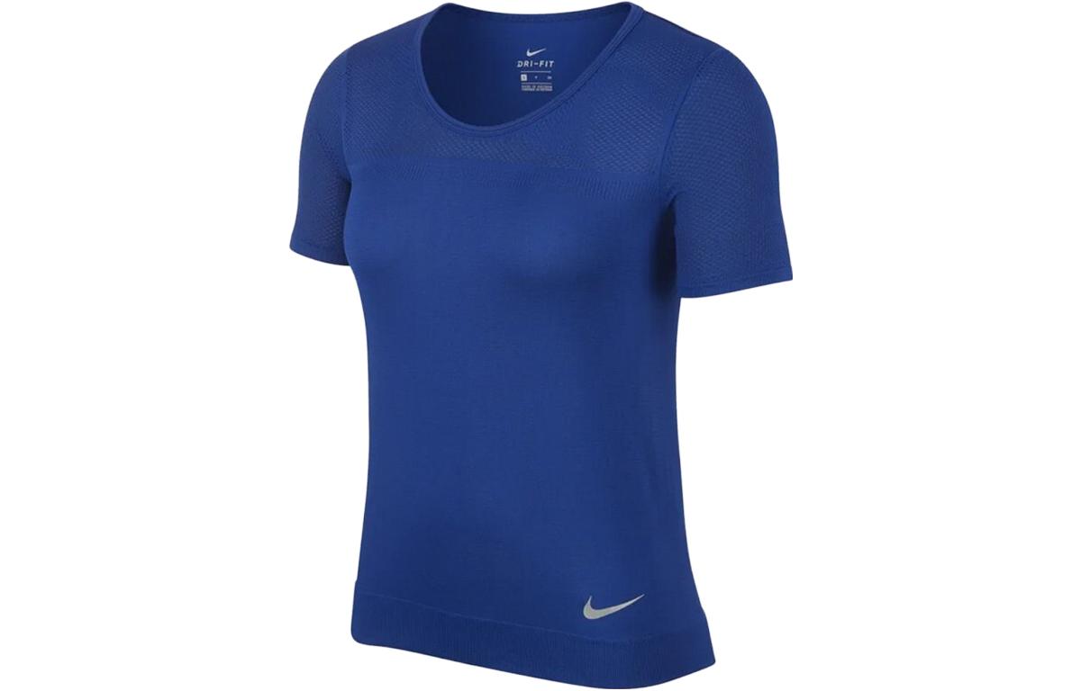 Nike T Shirts Women s Blue Crew Neck Moderate Straight Fit BQ9552-438 M