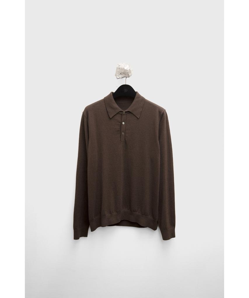 YOUTH Cotton Cashmere Polo Shirt - Dark Brown