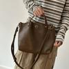 Vintage Genuine Leather Tote Bucket Bag Luxury Top-grain Cowhide Vegetable-tanned Crossbody Bag For Commuting Versatile Shopper