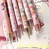 4Pcs Cute Cartoon Design Ballpoint Pen 0.5mm Writing Neutral Pen Press Type Rollerball Pen Learning Office Supplies