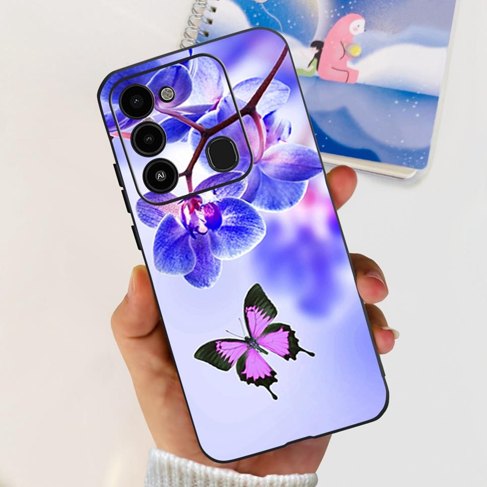 For Tecno Spark GO 2022 Case KG5 Soft Silicone Cute Cat Phone Cover For Tecno SparkGO 2022 6.52" Luxury Love Flower Cases Funda