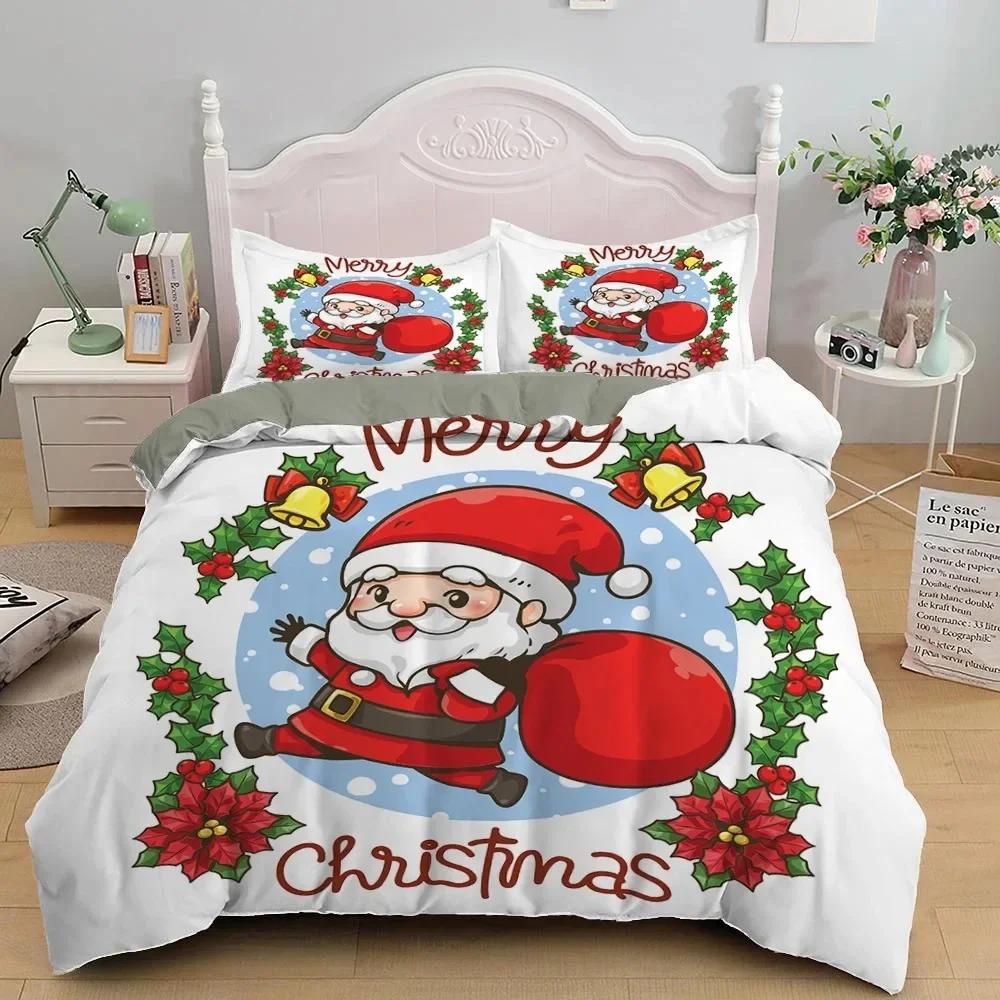 

Luxury New 3D Print Red Merry Christmas Duvet Cover Set Santa Claus Snowman Bedding Set Full King Size Christmas 70x133cm