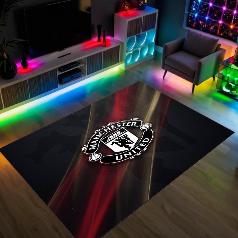 Manchester United FC Design Crystal Velvet Carpet Cozy Non?Slip Printed Rug For Bedroom Living Room Entrance