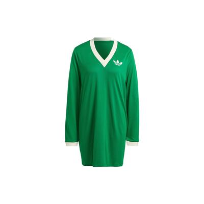 Originals Solid Logo V-Neck Pullover Long Sleeve Dress Women Dresses Green IB2051