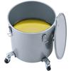 Fryer Grease Bucket, 8 Gal Oil Disposal Caddy with Caster Base, Carbon Steel with Rust-Proof Coating, Oil Transport Container with Lid, Lock Clips,