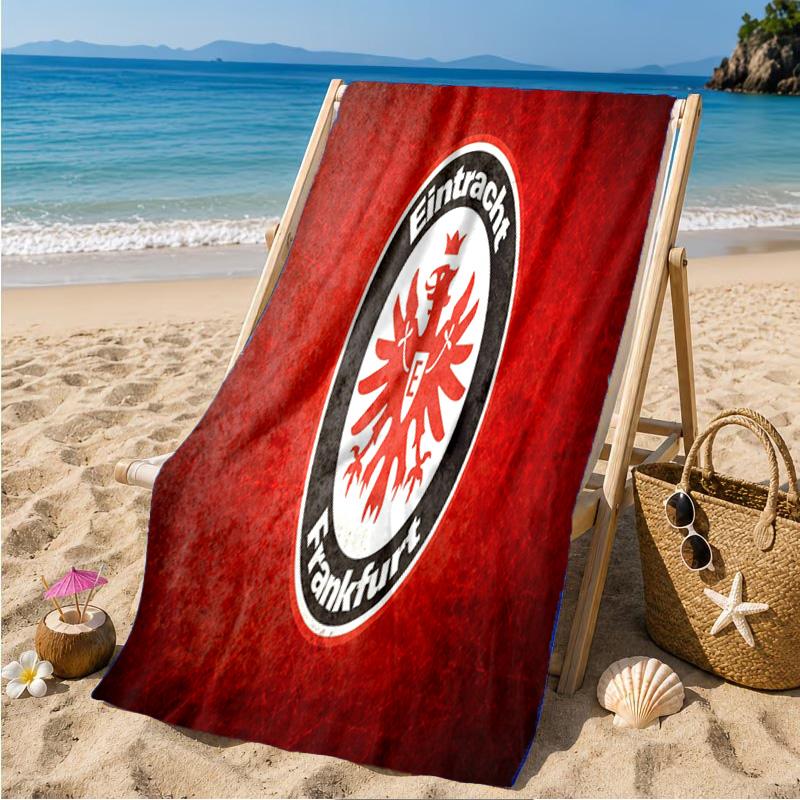 Flaming Heart Frankfurt Emblem Beach Towel Microfiber Beach Towel, Lightweight and Quick-Dry, for Summer Travel, Swimming Pool Fan Birthday Gift