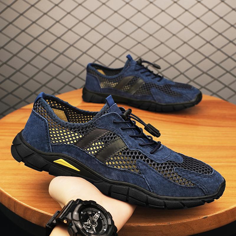 Fashion Men Shoes New Mountaineering Mesh Hollow Breathable Platform Casual Sports Outdoor Anti Slip Running Shoes Large Size 46