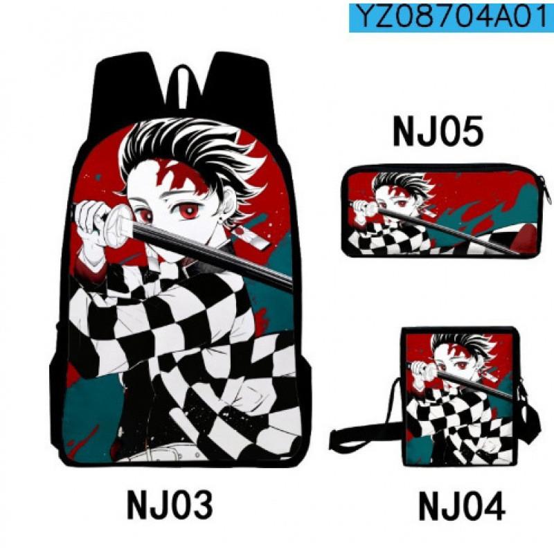 Demon Slayer Kimetsu No Yaiba Backpack Set With Breathable Polyester For School And Travel