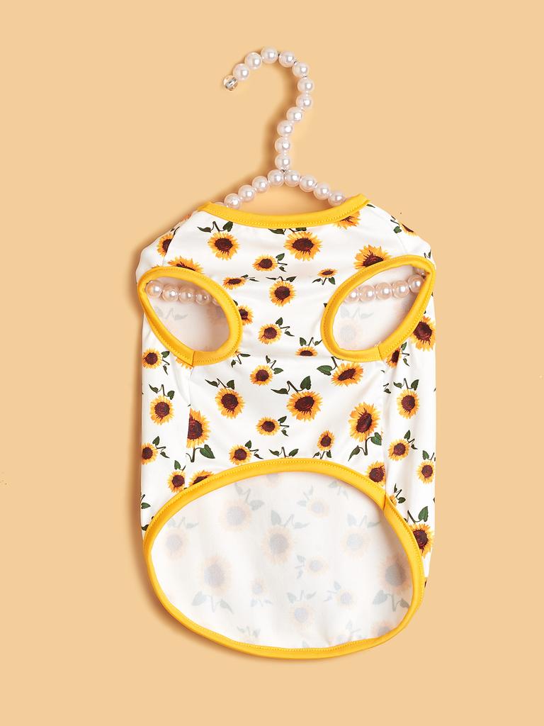 Haustierkleidung für Hund Katze Welpe Tanktop Mantel Sonnenblumen-Druck Bequemes Sweatshirt Hund Floral Outfits Bekleidung Katze Kleidung