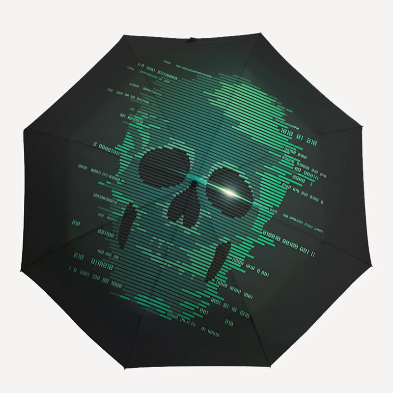 1pc Cyberpunk Skull Automatic Folding Umbrella - 8-Rib Durable Iron Frame, Compact Portable for Daily Travel Yy251205092