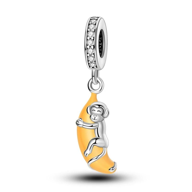 925 Sterling Silver Beads Yellow Moon Sunflower Butterfly Giraffe Beads Pendant Charms Fit 4mm Aperture Bracelet Jewelry Making