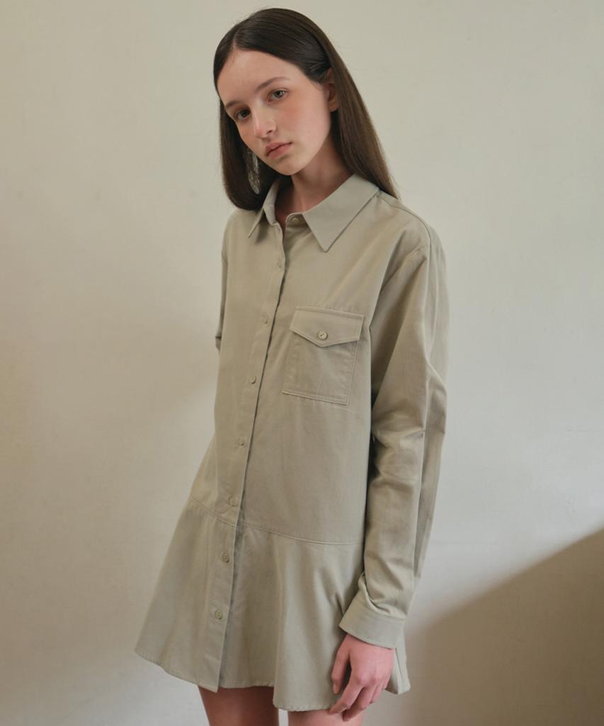 Aueonoseuteljia Sepia Shirts Mini Dress_Beige(O25-Ops04)