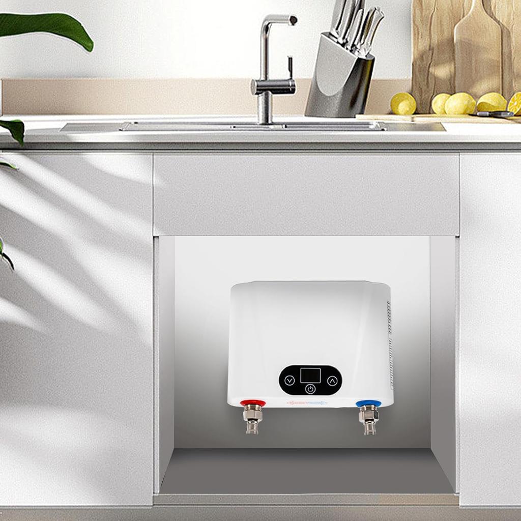 Electric Tankless Water Heater 220v 5.5kw Water Heater for Home Instant Mini Smart for Under Sink Kitchen 5500w White