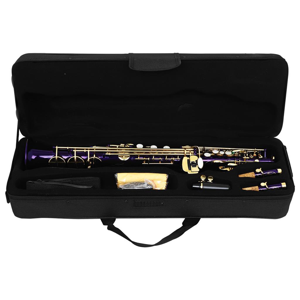 SLADE Bb Purple Soprano Saxophone Sax Brass Body Professional Woodwind Instrument with Case Gloves Straps Set Parts Accessories