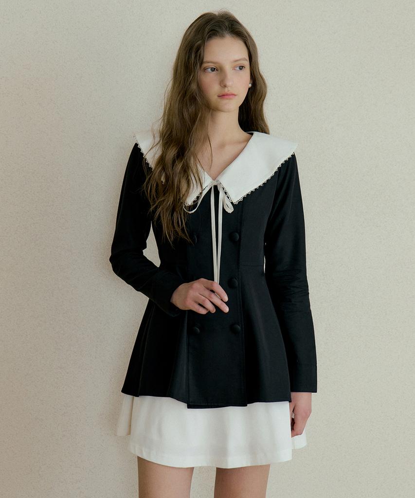 REORG Gena Lace Colourways Blouse Black