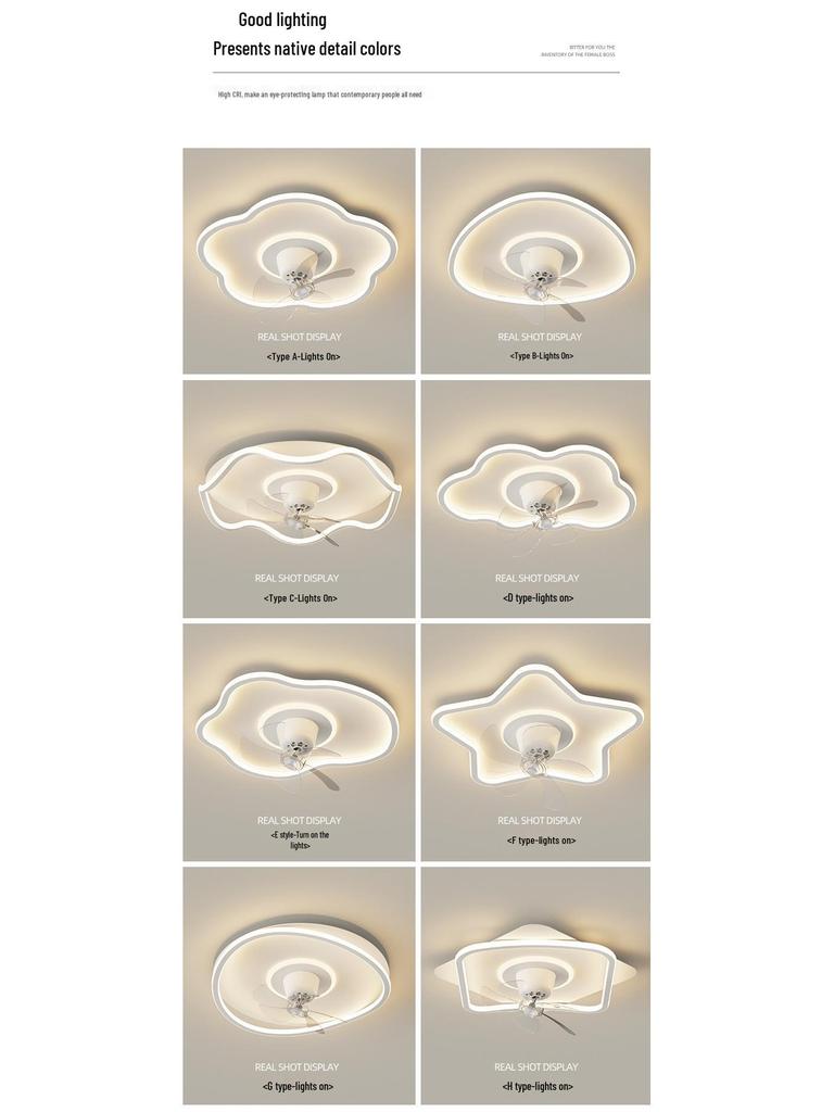 360° Rotatable Silent Minimalist Ceiling Light with Fan for Bedroom and Study