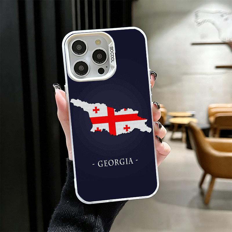 Georgia Passport Flag Shockproof Phone Case for iPhone 17 Air 16 16E 15 Pro Max 14 Plus 13 Mini 12 Back Cover Anti Fall Fundas
