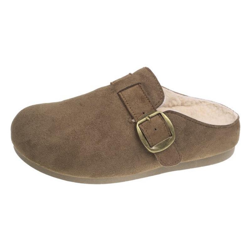 

Thick-soled bag head and half-towed women, velvet and thicker warm in winter, soft-soled lazy people pedal Doudou shoes with one foot 40