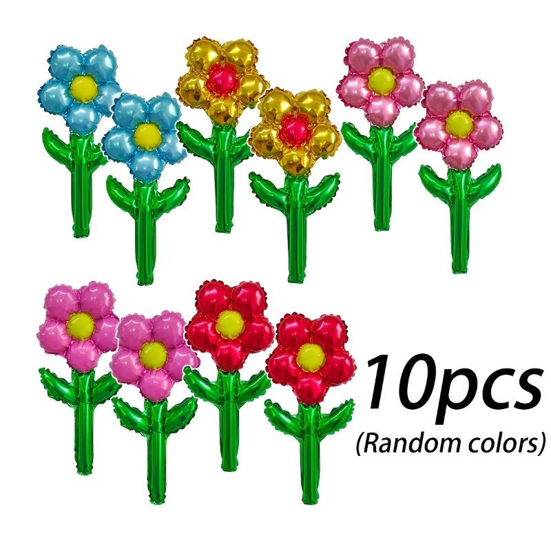 Colorful Flower Foil Balloons - Metallic Party Decor for Birthdays & Weddings,Handheld Photo Props&Atmosphere Creators