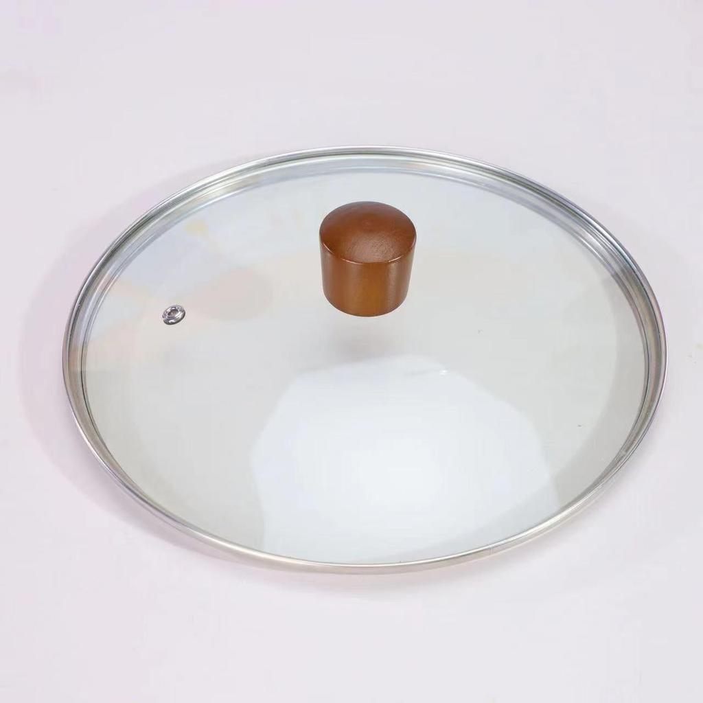 Universeller transparenter Edelstahl-Wokdeckel mit hochtemperaturbeständigem Fiberglasgriff
