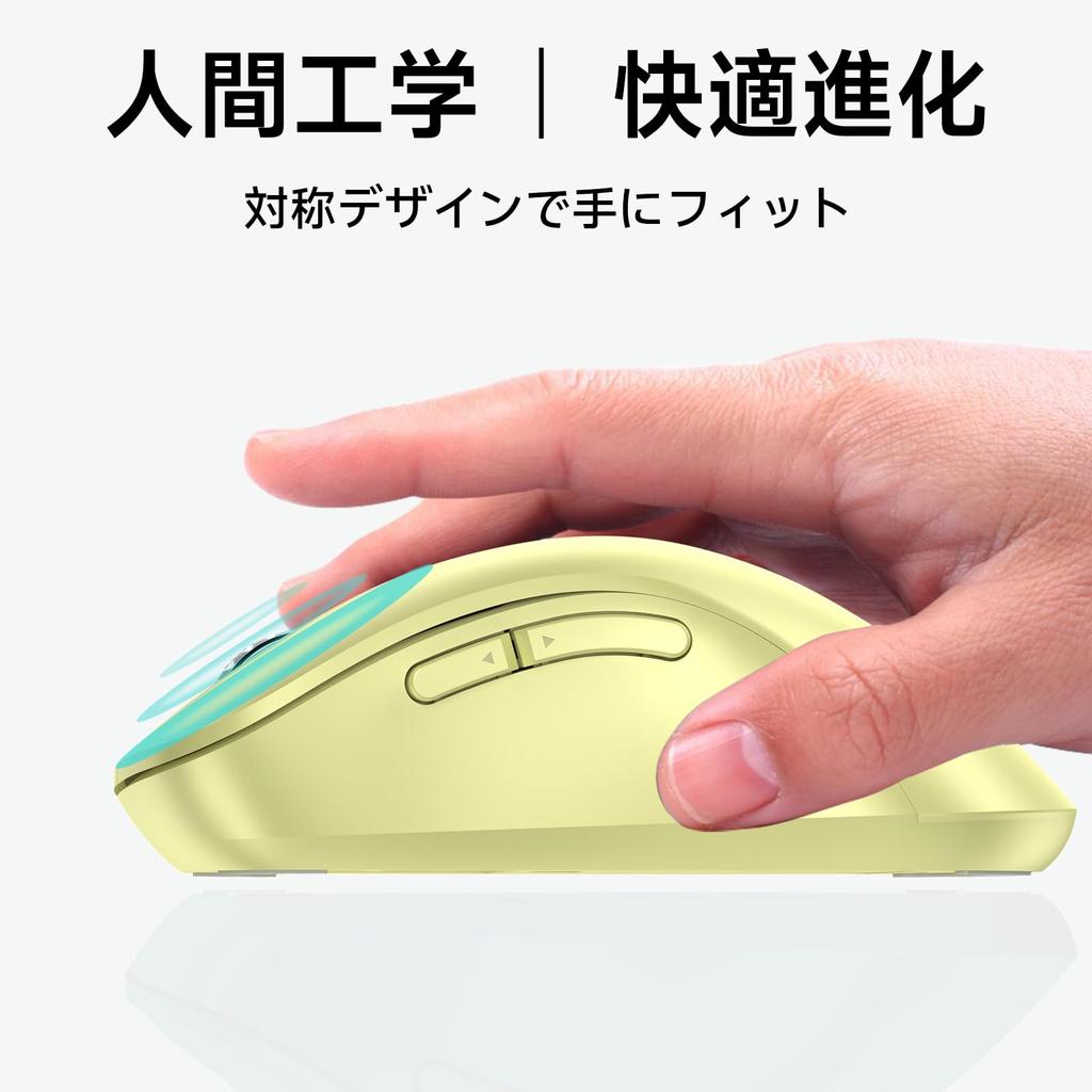 QAF Wireless Ergonomic 1400DPI Optical USB Receiver 5 Compatible with Red and Lemon Yellow 2.4GHz Mouse, Design, Long-Term Use, High-Precision