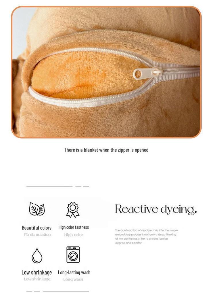 Cartoon 2-in-1 Cushion & Blanket: Dual-Use Hand Warmer, Leg Cover, Nap Pillow Doll for Office