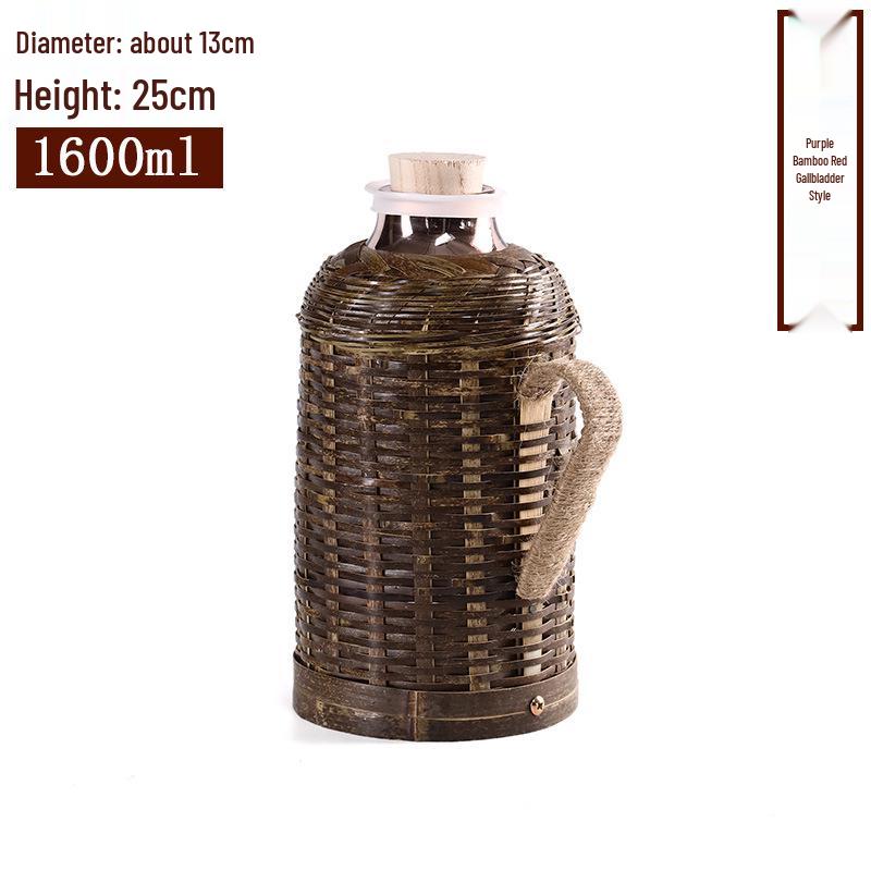 

Bamboo Woven Retro Kettle with Glass Liner – Ideal for Home, Tea Rooms, and Warm Water Needs 1.1L-2L