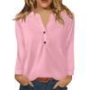Women's T Shirt Solid Color Button Long Sleeve Daily Weekend Fashion Basic V- Neck Regular Top