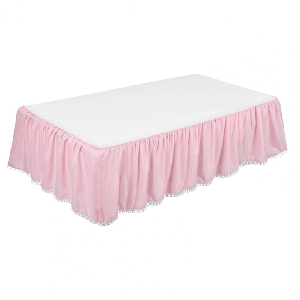 132*71cm Plyschboll Rynkad Spjälsängskjol Barn Justerbar Elastisk Sängkläder Spjälsängskjol Pojkar Flickor Sängöverdrag Med Pompom