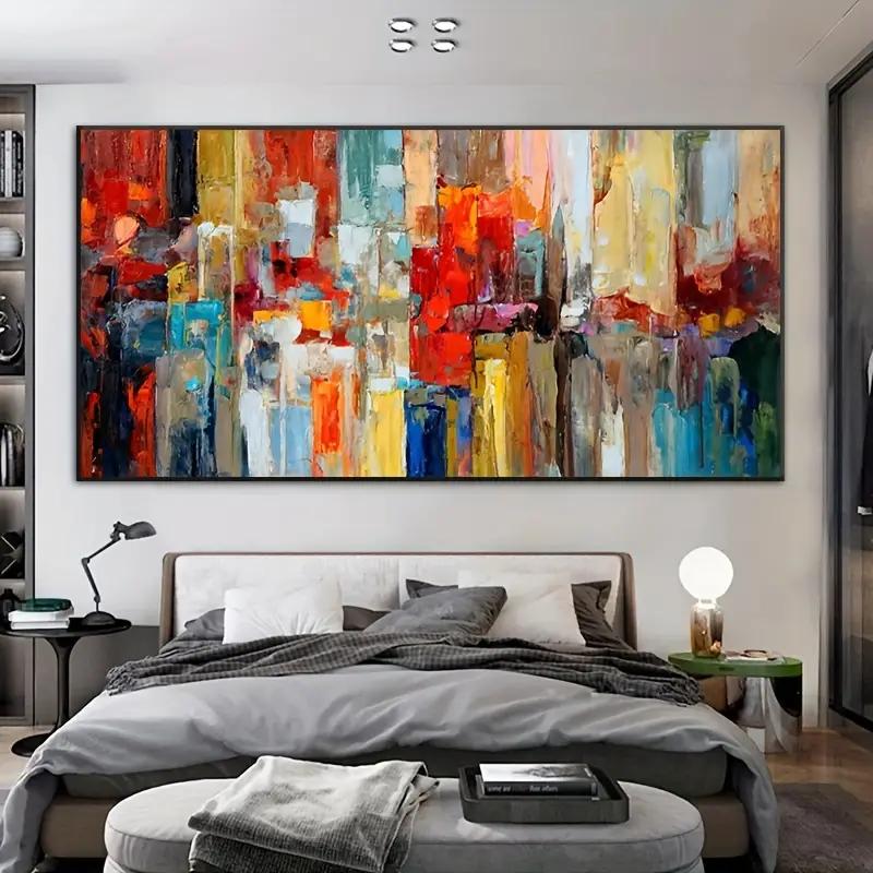 Modern Colorful Paint Textured Abstract Oil Painting Printed On Canvas Wall Art Red Blue Posters and Prints for Living Room