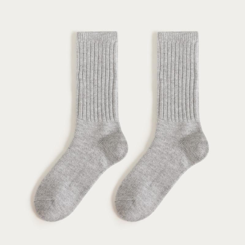 Wool Socks, Women's Mid-calf Socks, Autumn and Winter Thickened and Fleece Warm Cashmere Long Socks, Deodorizing Pile Socks