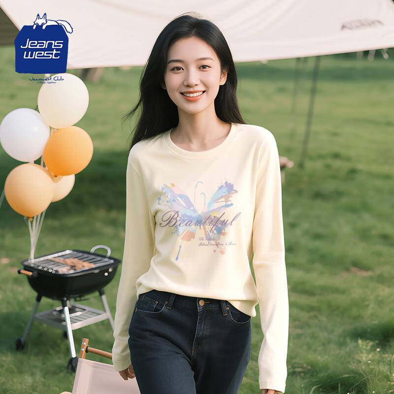 JEANSWEST CLUB Women s 2025 Long Sleeve Butterfly Graphic T-Shirt L