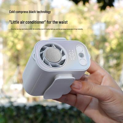 Portable USB Rechargeable Neck Hanging Fan: High-Speed Cooling Waist Fan for Outdoors