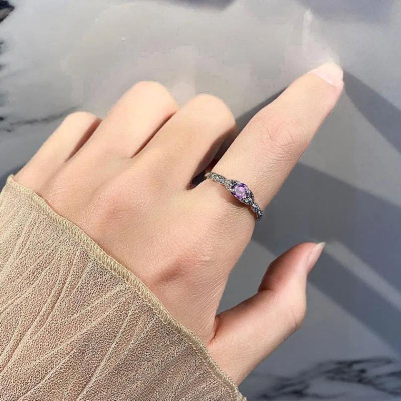 Light Luxury Style Cubic Zirconia Women's Ring In Europe And America Simple Fashion Temperament Shining Crystal Ring Jewelry INS